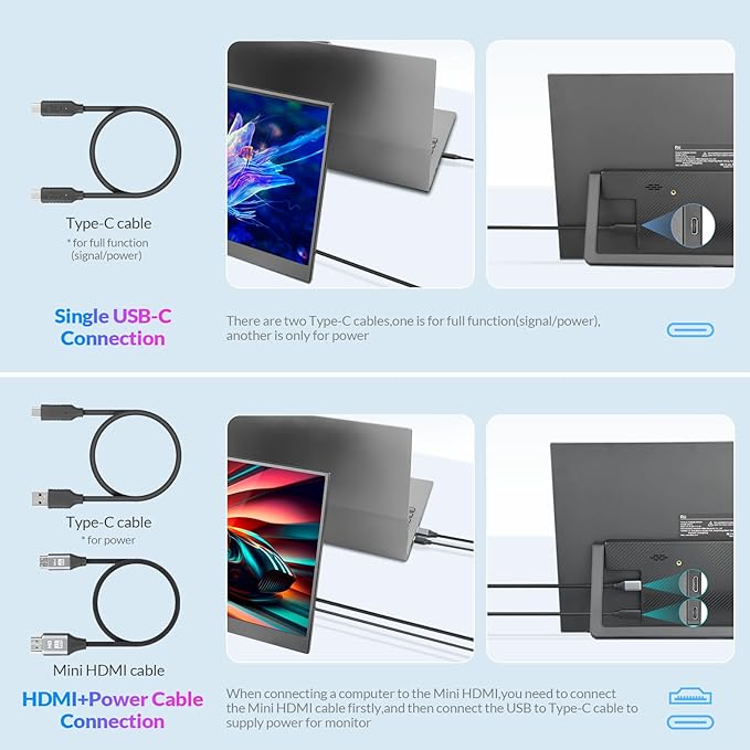 Rii Portable Gaming Monitor, 16" 144Hz QHD 2.5K 2560X1600 16:10 FreeSync 100% sRGB, IPS HDR USB-C HDMI Display, Travel Monitor for Laptop PC Phone Mac Game Console, VESA Mountable, with Kickstand