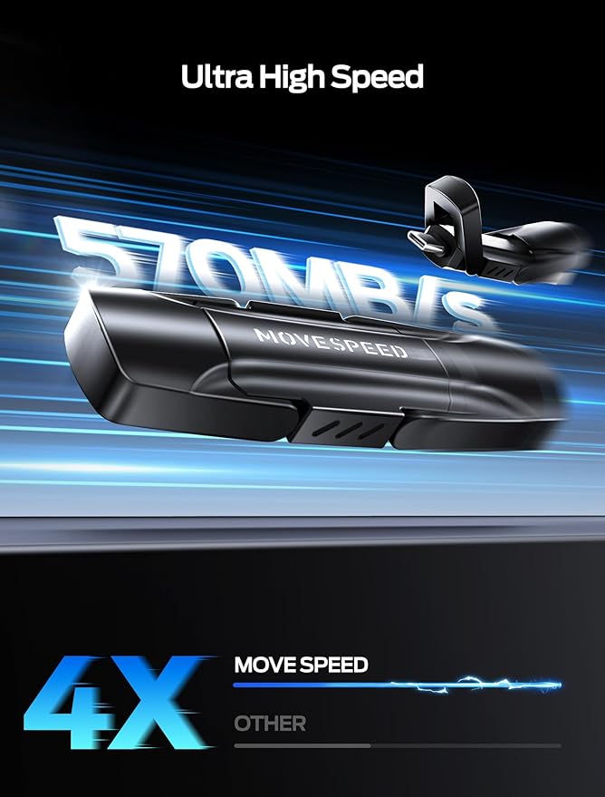 MOVE SPEED 512GB Solid State Drives, 570MB/S Read Speed External SSD with Dual Port Type C + USB 3.2 Portable SSD for iPhone 17/16/15 Series, Android, Mac, Windows