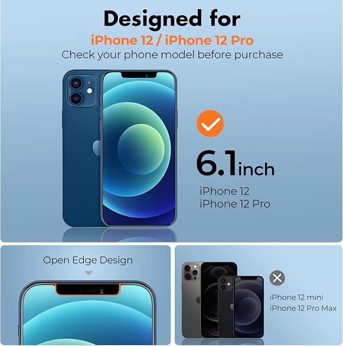 UNBREAKcable 3-Pack Screen Protector for iPhone 12 / iPhone 12 Pro, Double Shatterproof Tempered Glass [Easy Installation] [9H Hardness] [99.99% HD Clear] [Case Friendly] for iPhone 6.1 inch