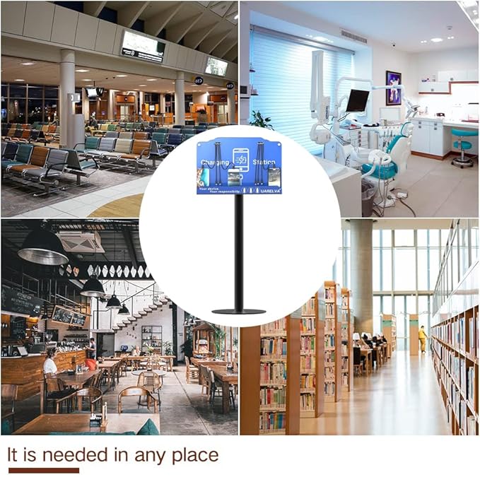 Floor Stand Cell Phone Charging Station for Multiple Device | 8 Charging Ports Charger Station | Compatible with Smartphone Tablets | Applicated for Library, School, Hotel, Shopping Malls, Airport