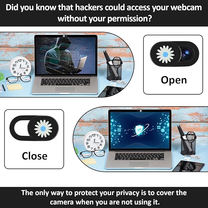 3 Pcs Laptop Camera Cover Slide, Computer Camera Privacy Cover Cute Computer Cameras Covers Slide Flower Phone Cameras Covers Ultra Thin Privacy Protector Fit for PC, Tablet, Computers