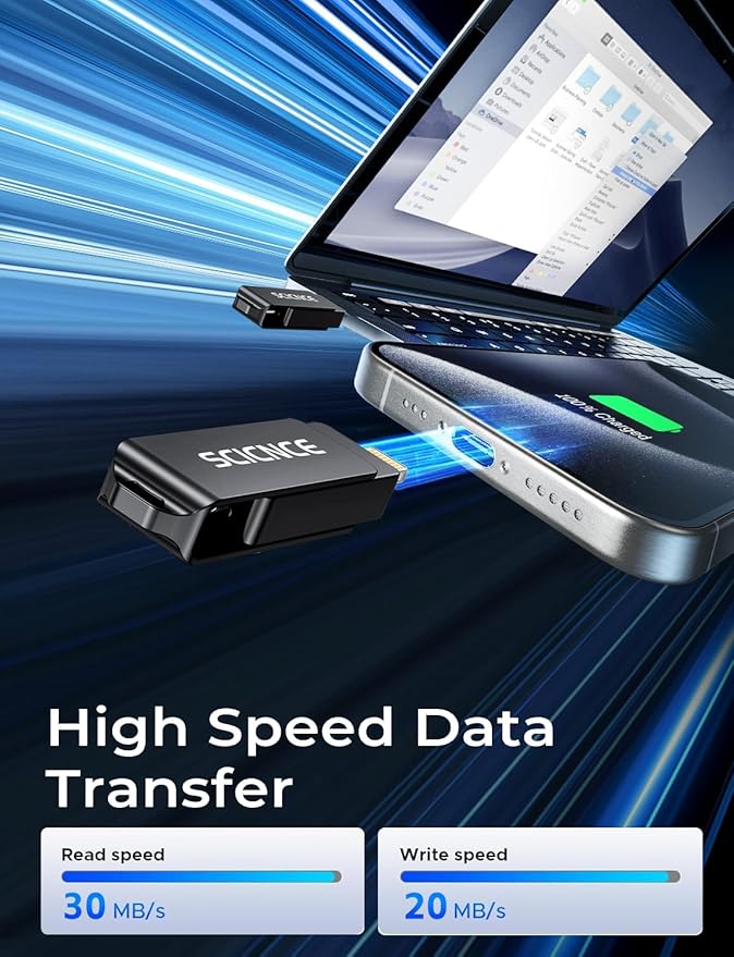 SCICNCE 256GB Flash Drive Intended for iPhone, USB Memory Stick Storage Backup for Photos Videos, Plug and Play No APP Required, Compatible with iPhone iPad Android and Computers (Metal Gray)