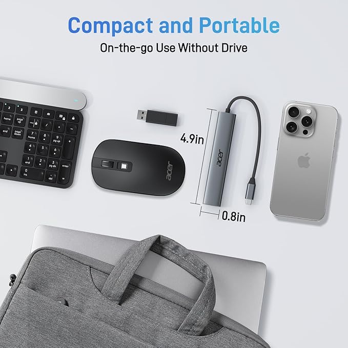 Acer 5 in 1 USB C Hub with 4K HDMI, 100W Power Delivery, 3 USB A Data Ports, USB C to HDMI Multiport Adapter for Laptop, PC, Tablet, MacBook Air, iPad Air, iMac, iPhone 15/16 Pro/Pro Max