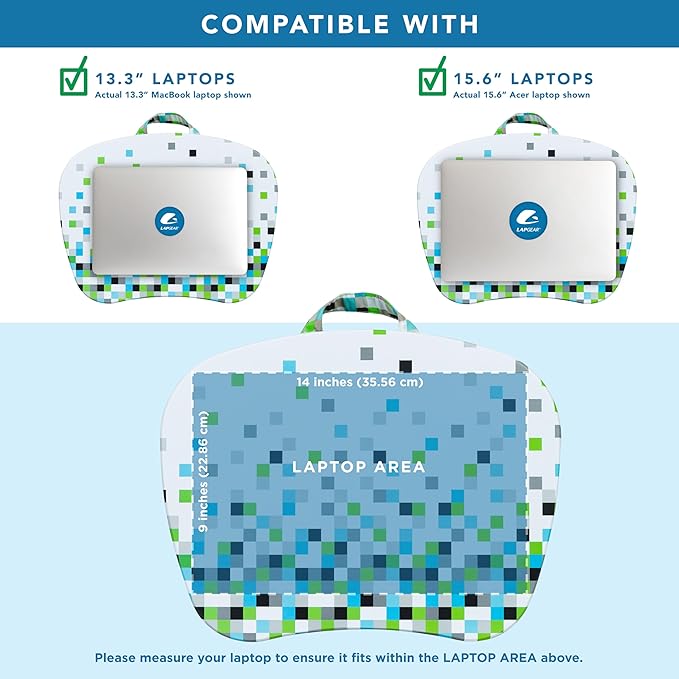 LAPGEAR MyStyle Portable Lap Desk with Cushion - Pixel - Fits up to 15.6 Inch Laptops - Style No. 45314