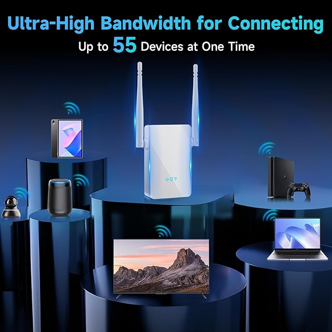 2025 WiFi Extender Signal Booster, New Gen Internet Booster for Home, 4X Faster, Covers up to 10,000 sq.ft, Wi-Fi Repeater with Ethernet Port, Wireless Long Range Amplifier, Easy Setup (White)