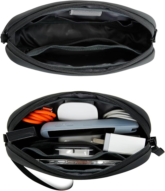 BANGE Travel Organizer Case, Water Resistant Electronics Travel Bag Organizer for Cable, Tech Pouch Accessories Carry Storage for Cord, Phone, Cables, Airpods, USB Flash Drive, Daily Items
