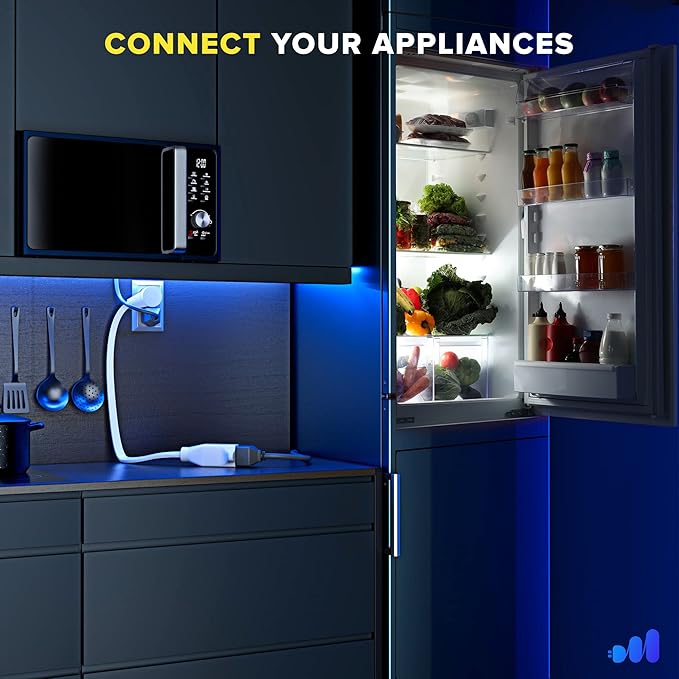 Maximm 360 Rotating Flat Plug Extension - 1ft Slim Space-Saving Plug Design, Low Profile Cord for Under Carpet (White)