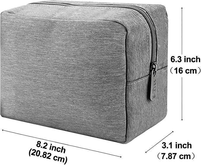 E-Tree Makeup Bag, Big Travel Make up Pouch, Zipper Large Cosmetic Brush Skin Care Case, Toiletry Bags for Traveling Women Man,Tech Electronic Organizer,Small Canvas Storage for Personal Items,Grey