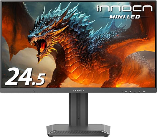 INNOCN 24.5" 2K QHD 2560 x 1440P 240Hz Monitor, Gaming Console Ready, Mini-LED Precisely Local Dimming, Monitor for Mac, HDMI 2.1, DP 1.4, Height Pivot Adjustable Stand, Black - 25M2S