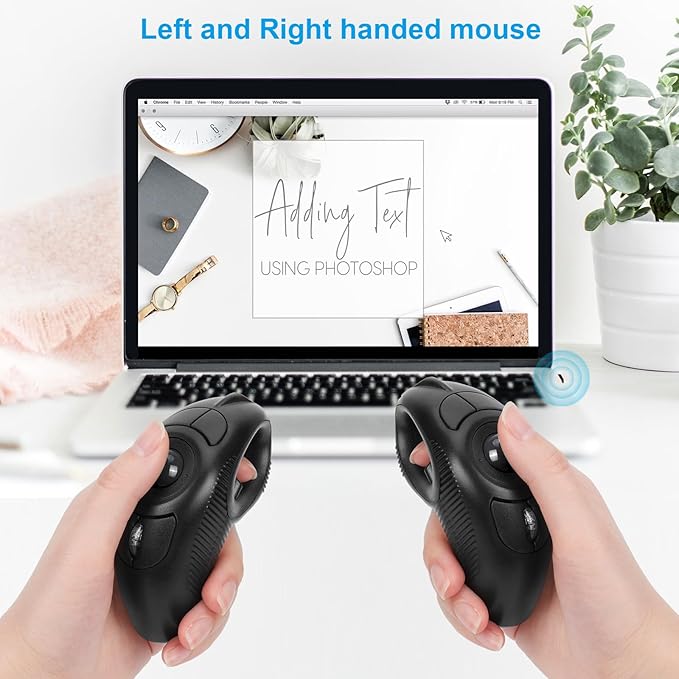 welspo Wireless USB Handheld Finger Trackball(Black) Mouse with Laser Pointer