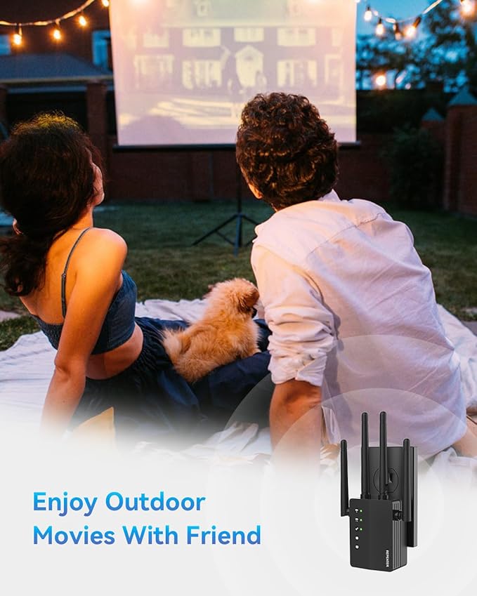 WiFi Booster, 1200Mbps WiFi Extender Signal Booster for Home, 12880 Sq Ft Coverage, 105 Devices, Dual Band 2.4/5GHz Internet Extender WiFi Booster