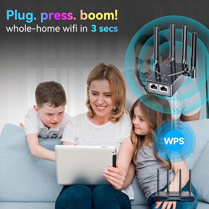 2026 WiFi Extender Signal Booster for Home, 15555 Sq.ft Long Range Internet Repeater-95% Faster,Strongest Wireless Router Amplifier w/Ethernet Port,Mesh Wi-Fi Repeater Support 99% Devices,1-Tap Setup