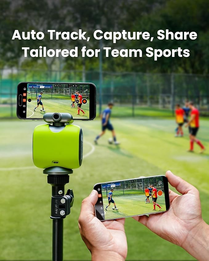 Chameleon AI Auto Sports Action Camera - 4K 60FPS Soccer Camera and Basketball Tracking Camera for Team Sports, Live Streaming, No Subscription, Works with iOS & Android (Lava Graphite)