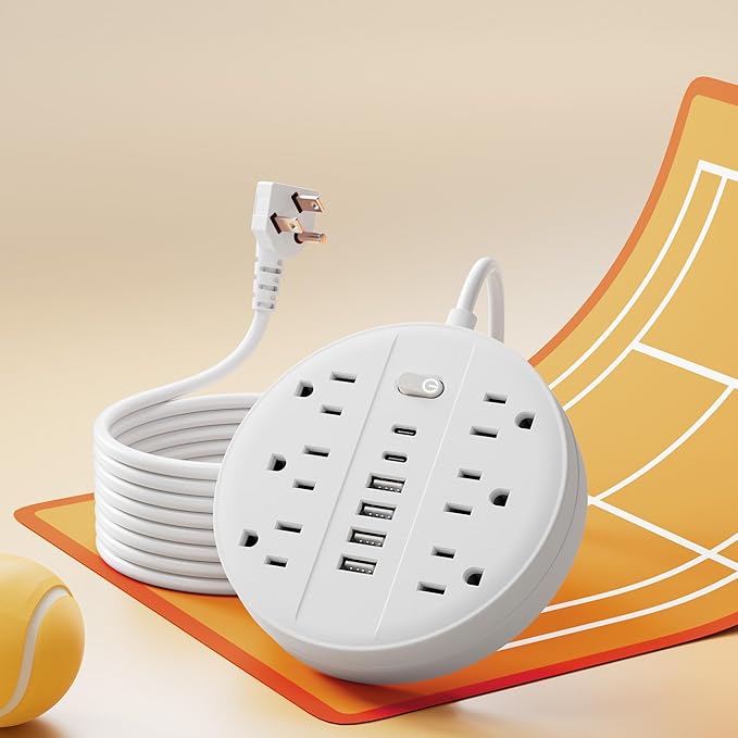 10 FT Surge Protector Power Strip, Chiefway Extension Cord with Multiple Outlets, 6 AC Outlets, 4 USB & 2 USB C, On/Off Switch, Portable Outlet Extender, Flat Plug, Wall Mountable for Office Home Dorm