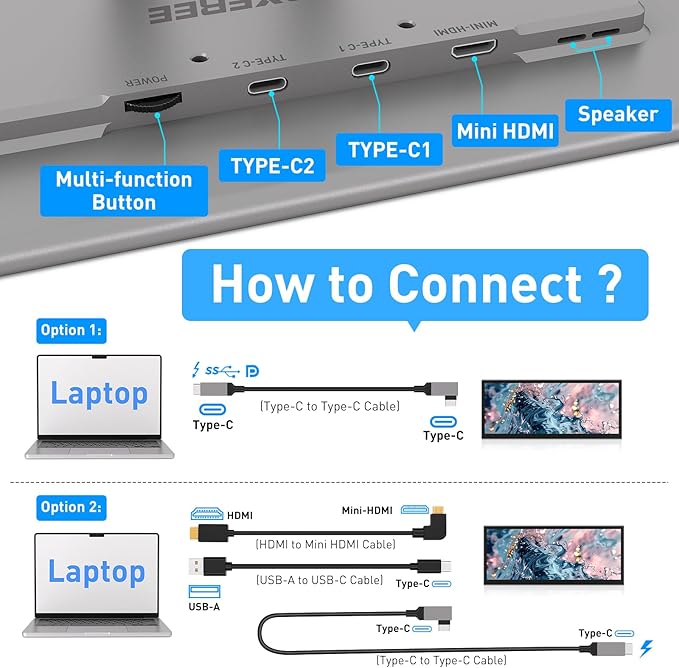 Maxfree Portable Monitor Touchscreen, 13" 1080P 10-Point Touch Screen Monitor with Kickstand & Speaker, Plug & Play, Laptop Screen Extender for Laptop/Windows/MacOS/Android/PS4/5/Xbox/iPad