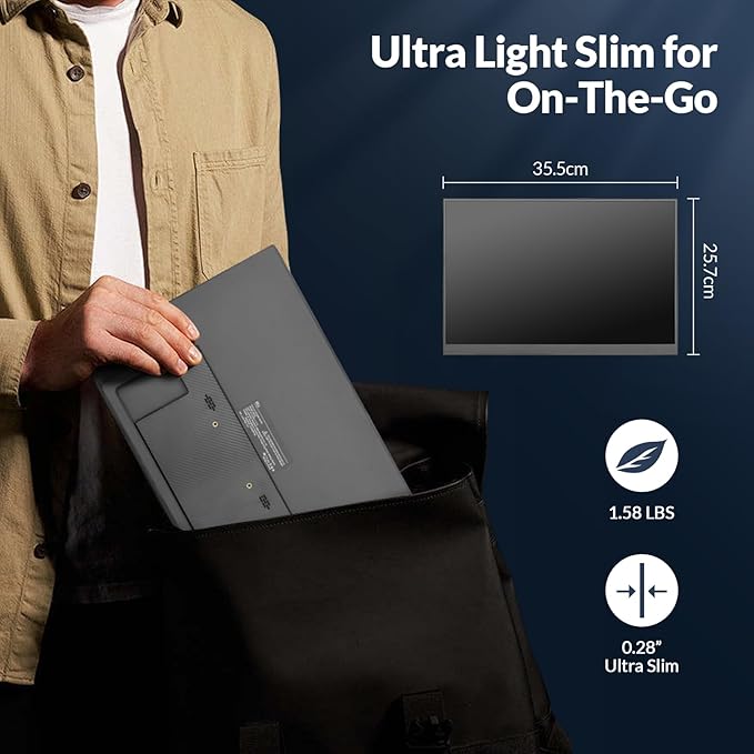 Rii Portable Gaming Monitor, 16" 144Hz QHD 2.5K 2560X1600 16:10 FreeSync 100% sRGB, IPS HDR USB-C HDMI Display, Travel Monitor for Laptop PC Phone Mac Game Console, VESA Mountable, with Kickstand