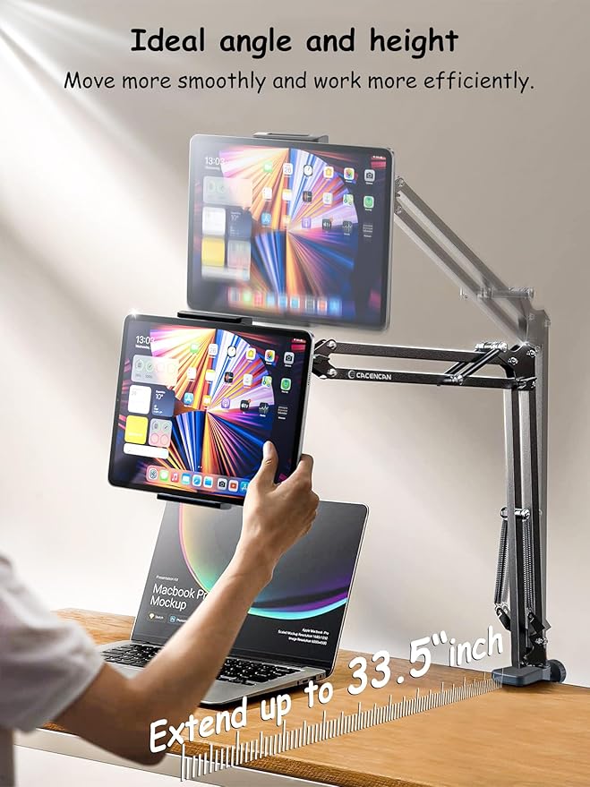 Foldable Tablet Stand, Tablet Mount Adjustable for Bed,Universal Flexible Holder with 360 Degree Rotation for iPad/iPhone/iPad Pro/N-Switch,or Other 4.5~13.5 Inches Devices (Black)