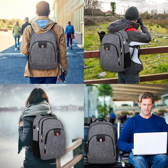 Laptop Backpack for Men, Large Anti-Theft Business Travel Backpack with USB Charging Port, Water Resistant College School Computer Bag for Men/Women for 17 Inch Laptop and Notebook