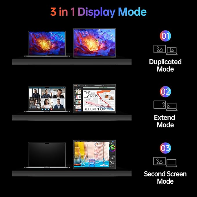 VILVA Portable Monitor 14 inch FHD 1920 * 1200P USB C HDMI Ultra-Slim IPS Travel Display w/Smart Cover & Speakers, HDR Plug&Play, External Monitor for Laptop PC, Phone,Mac