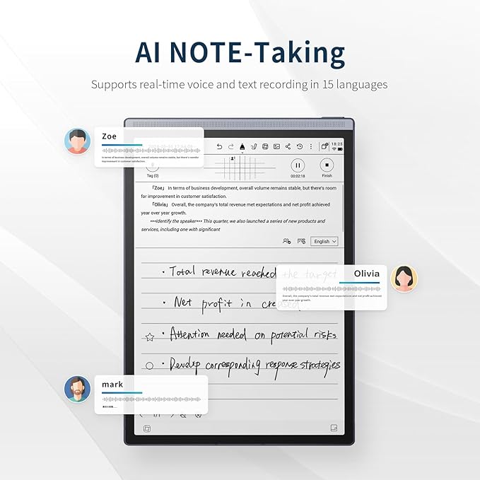 iFLYTEK AINOTE Air 2, 8.2-inch AI Note-Taking Tablet E Ink Tablet with24 Level Adjustable Light,Electronic Notebook with Pen,Voice-to-Text Transcription, Multi-Languages Chatgpt Support