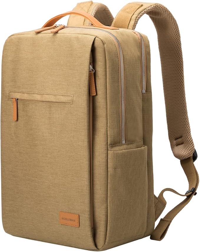 NOBLEMAN Travel Backpack Men Women, Business Computer Backpacks with Multi Compartment Storage Laptop Backpack, Water Resistent 15.6 Inch Laptop Work Business Backpack with USB Port for Nurse (Khaki)
