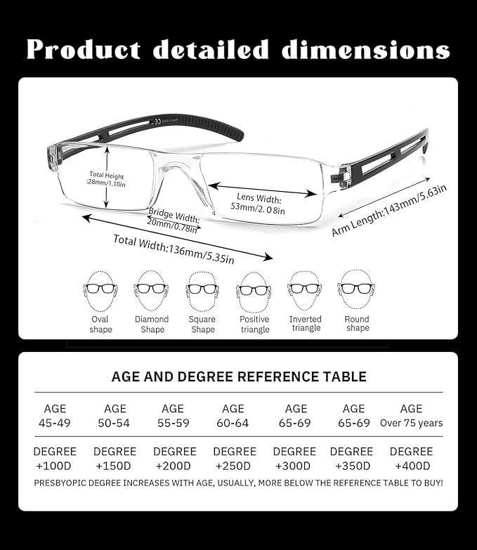 Viseng 3-in-1 Blue Light Reading Glasses & Sunglasses - Ultra-Light Rimless Readers for Men/Women, HD Vision Indoor/Outdoor + UV400 Protection (Frameless Design)+3.0