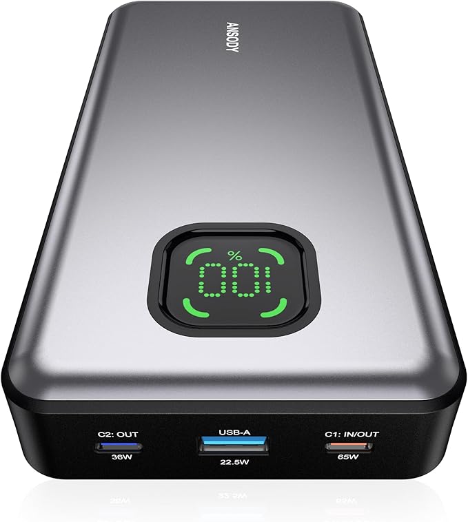 65W Power Bank, 25000mAh Laptop Portable Charger, 100W Total Fast Charging Battery Pack for MacBook Dell XPS iPad Tablet Steam Deck iPhone 17-12 Series Samsung Switch and More Silver