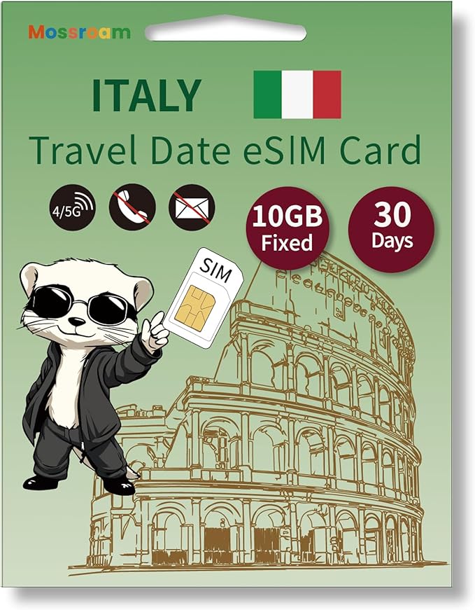 Italy SIM Card with 10GB High-Speed Fixed Data for 30 Days - Prepaid 4G/5G Mobile Internet for Travel, Work & Study - Compatible with All Phones