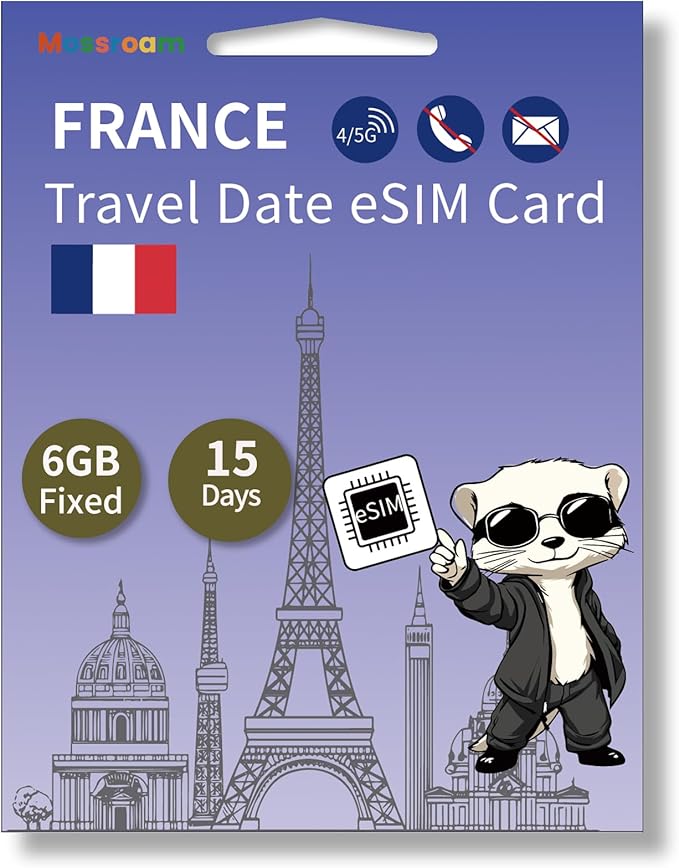 France eSIM Card – Prepaid Data Plans for Travel | 6 GB Fixed Data,15 Days | No Physical SIM Card Needed | Instant Activation