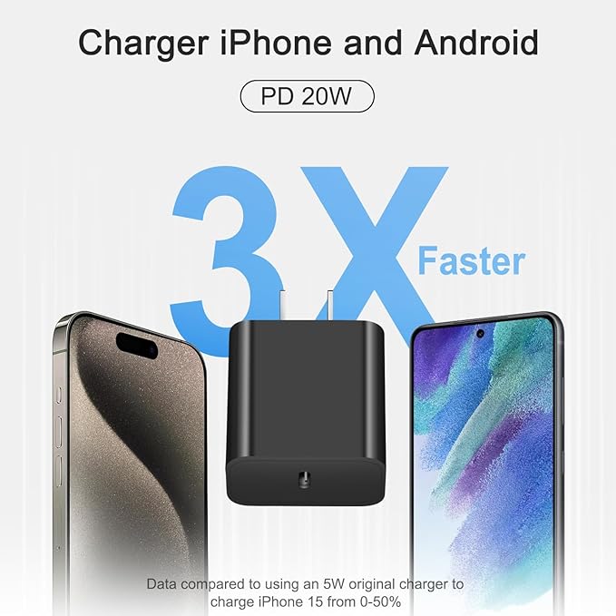 iPhone 17 16 15 Charger Fast Charging 3+3Pack Type C Charger USB C Chargers Block with 6FT Cable for iPhone Air/17/17 Plus/17 Pro/17 Pro Max/16/16 Plus/16 Pro/16 Pro Max/15/15 Pro Max/iPad Pro(Black)