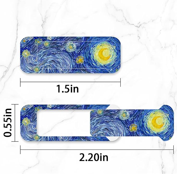 Webcam Cover, 3 Pieces, Laptop Camera Cover, Privacy Shielding Capacity is Twice as Big as The Traditional, Suitable for Computer Mobile Phones, laptops, Tablets and so on (Blue Pattern)