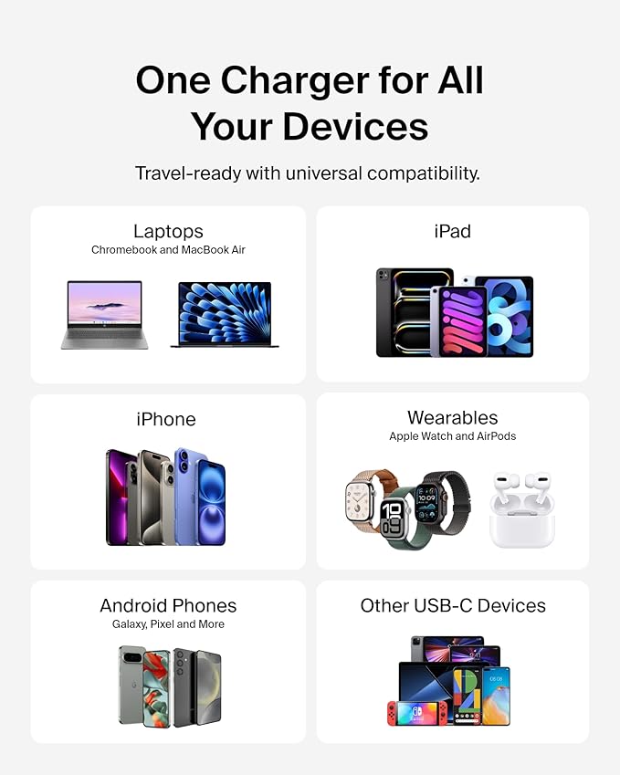 Belkin USB C Charger Block 45W - PD3.1 PPS Super Fast Charging - Samsung Galaxy S25, S24, Apple iPhone 17, Air, Pro, Pro Max, AirPods, Apple Watch, Google Pixel 10, Nintendo Switch, etc - Black