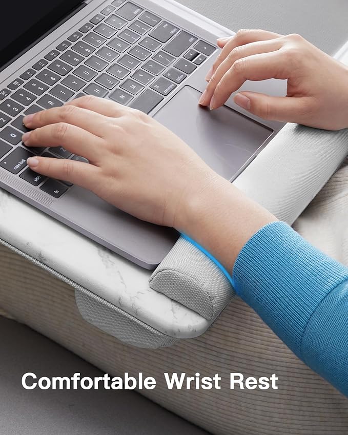 HUANUO Lap Desk - Fits up to 17 inches Laptop Desk, Built in Mouse Pad & Wrist Pad for Notebook, Laptop, Tablet, Laptop Stand with Tablet, Pen & Phone Holder, Marbling