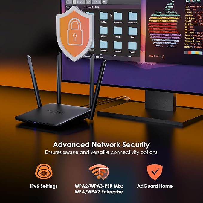 WAVLINK BE3600 WiFi 7 Router, Dual Band Gaming Router with Gigabit Ports, MLO, 4096-QAM & Multi-Rus Tech, Support Mesh/AP/Repeater Mode, Guest WiFi, QoS, IPv6, VPN