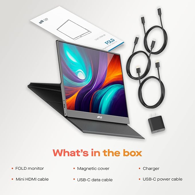 Mobile Pixels New Fold Portable Monitor 15.6'' FHD 1080p Travel Monitors for Laptop,Plug and Play,Laptop Screen Extender Monitor Compatible with macOS/Windows/Android/Switch(Protective Cover Included)