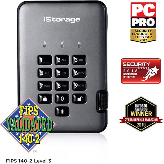 iStorage diskAshur PRO2 SSD 512GB |Secure Solid State Drive | FIPS Level 3 certified | Password protected | Dust/Water-Resistant | Hardware encryption