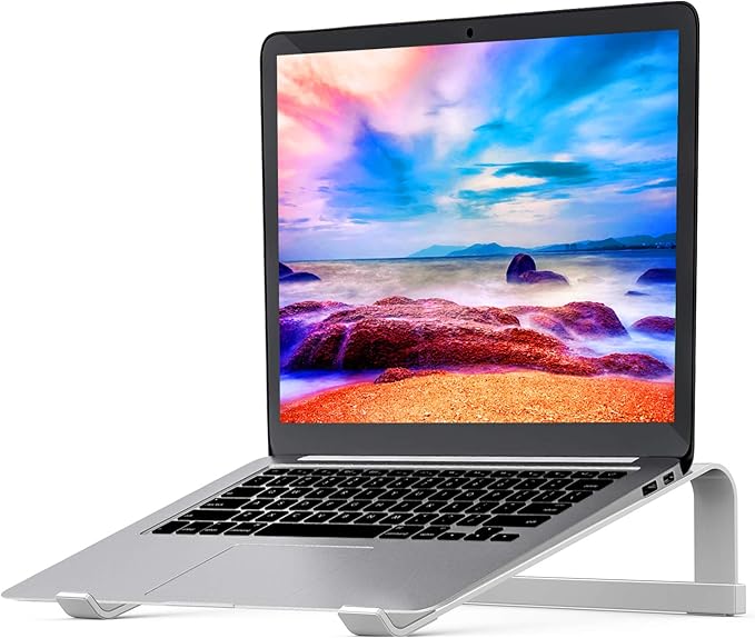 Laptop Stand for Desk，Stable Ergonomic Aluminum Computer Riser Cooling Stand for Mac MacBook Pro/ MacBook Pro Air,HP, Dell, More PC Notebook - 12 13 15 16.2 inch (Silver)