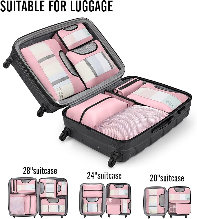 Veken 10 Set Packing Cubes for Travel Essential, Suitcase Organizer Bags in 4 Sizes, Carry-On Luggage Accessories with Large Laundry & Hanging Toiletry Bag, Must-Have for Airplane, Road Trip & Camping