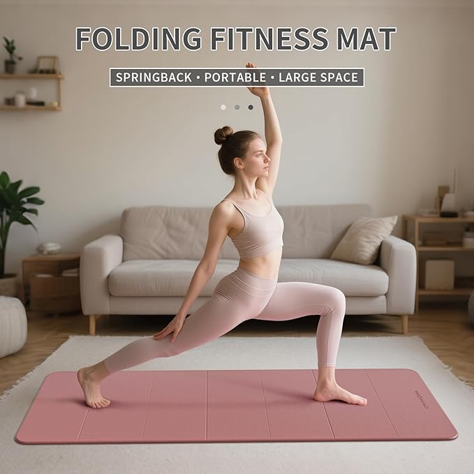 7-Fold Yoga Mat 70"x24" - 1/2 Inch Thick Folding Exercise Mat, Compact Non-Slip TPE Mat for Travel, Storage, Yoga & Home Gym, Lightweight & Portable