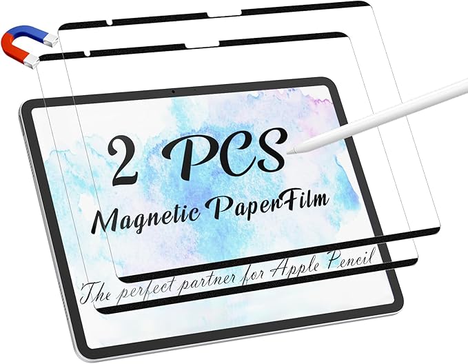 2 Pack Magnetic Paperfilm for iPad Air 13 Inch 2024/2025 (M2/M3, 6th/7th Gen), Feel Like Writing Drawing On Paper, Matte Removable Anti Glare Fingerprint Screen Protector Blue Light Filter