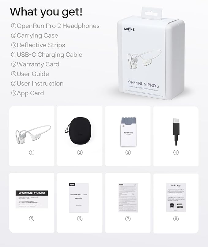 SHOKZ New OpenRun Pro 2-Bone Conduction Headphones,Open-Ear Bluetooth Wireless Sport Earphones for Running,Workouts-Sweat Resistant,Secure Comfortable Fit-Deep Bass,Smart Mic,Reflective Strip