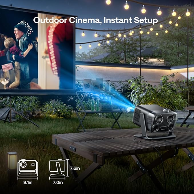 Aurzen BOOM mini Google TV 4K Supported Smart Projector with WiFi and Bluetooth, Outdoor & Home Movie Projector with 20W Speakers DoIby Audio, Real-Time Focus & Keystone, 500 ANSI Lumens, Black