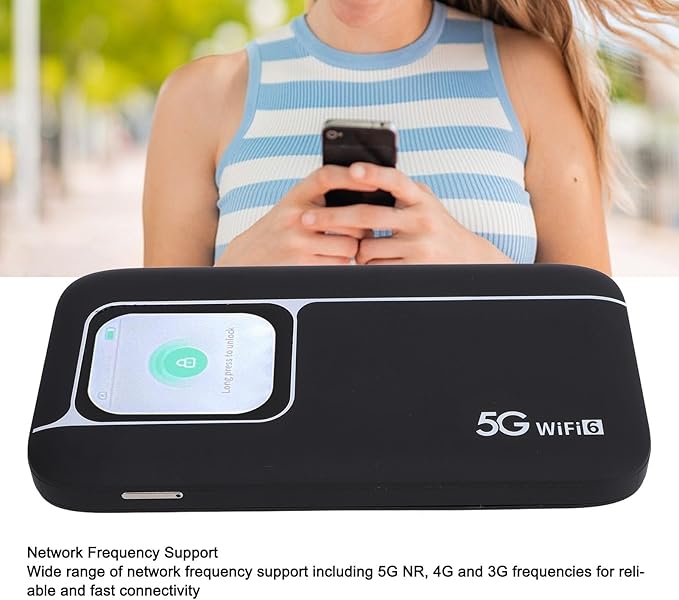 5G Modem Wire Less Router, 5G Portable WiFi6 Mobile Hotspot, Portable Wi - Fi Device for Travel, Ultra High Speed Mobile Hotspot Device with SIM Slot, Support 16 Devices, 7100mAh