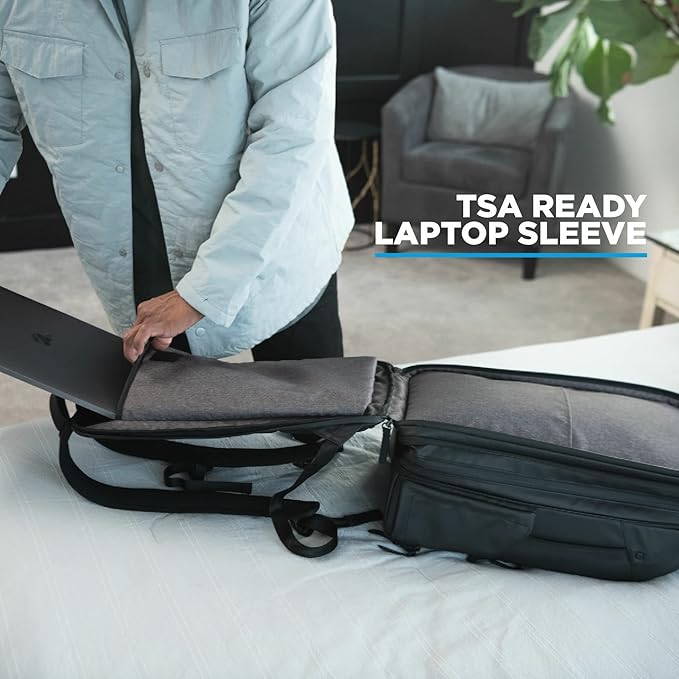 NOMATIC 14L Travel Pack - Water Resistant Laptop Bag - TSA-Ready Expandable Backpack (Black)