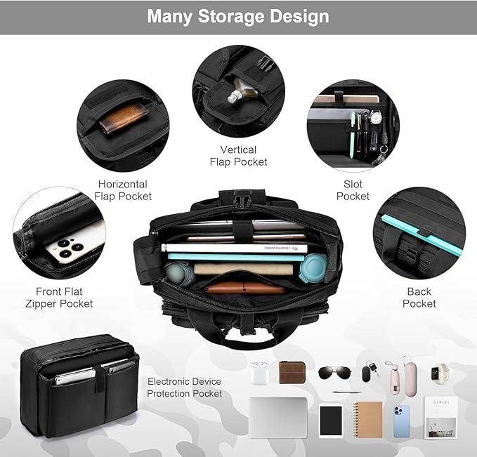 Stypos Tactical Laptop Bag for Men,14inch/15.6inch/17.3inch Messenger Bag Military Shoulder Bag,Flight Work Bags for Pilots