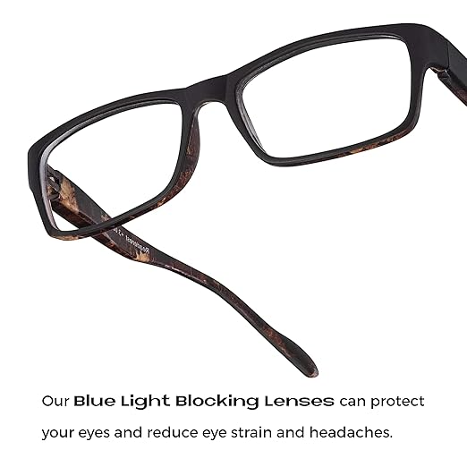 Readerest 1.0 Blue Light Reading Glasses - Lightweight Computer Glasses - Eye Strain, UV Glare Protection (Black+Camo)