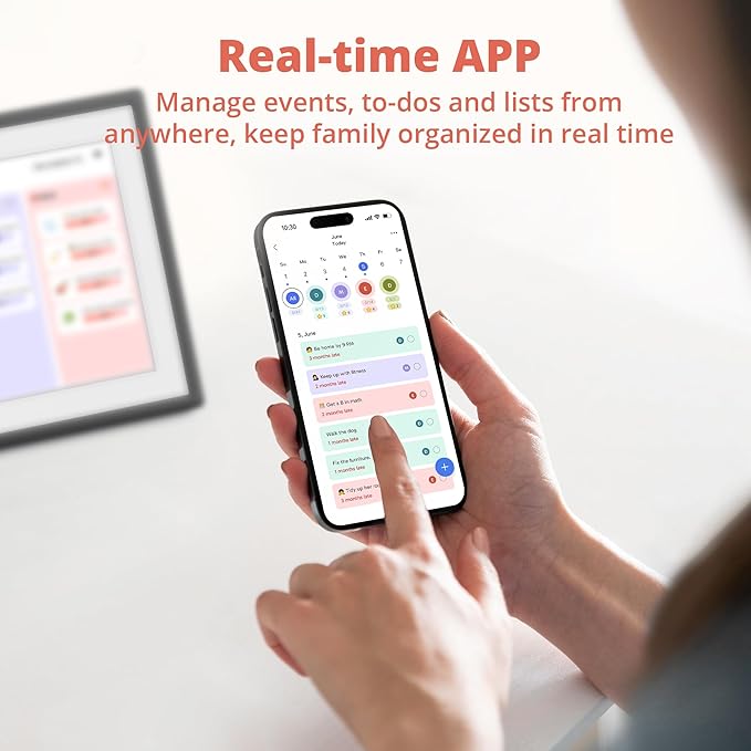Digital Calendar Touch Screen 10 Inch, Electronic Calendar Chore Chart with 1080P Interactive Touchscreen for Family Monthly/Weekly/Daily Planner, Smart Calendar with Desk Mount - Black