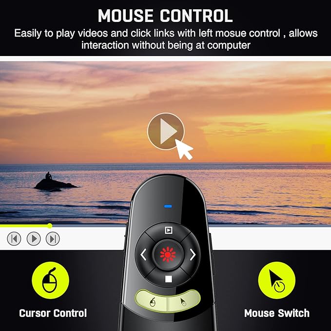 2 in 1 USB Type C Presentation Clicker Air Mouse with Red Light Pointer, Wireless Presenter for PowerPoint Presentation PPT Clicker, 2.4GHz Presenter Remote Slide Advancer for MacBook/Computer/Laptop
