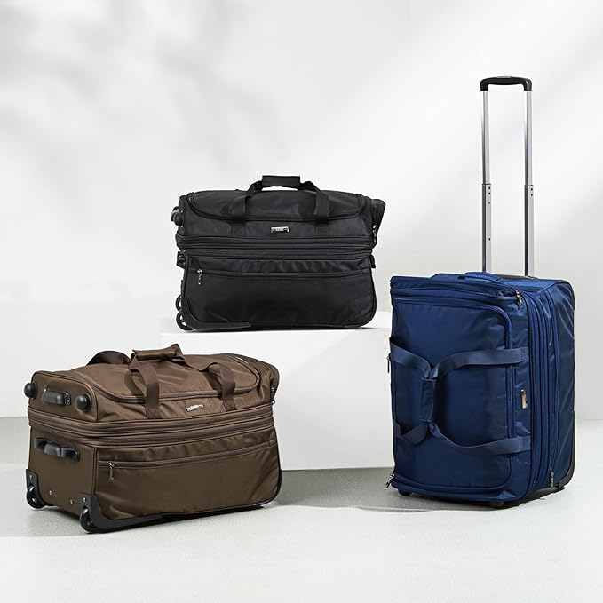 Hanke Large Expandable checked Luggage Suitcases with Wheels Foldable Duffle Bag for Travel suitcase for Women Men Garment Bag（Blue）