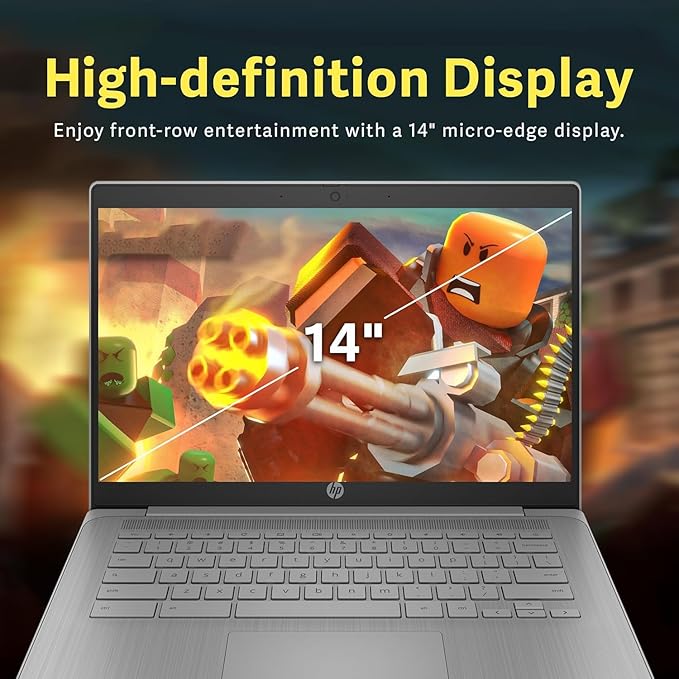 HP Chromebook 2025 Premium 14" HD Laptop Computer Light Slim Business, 4-Core Intel Processor, 4GB RAM, 192GB Storage (64GB eMMC+128GB Card), WiFi, Webcam, Long Battery, Chrome OS +MarxsolAccessory